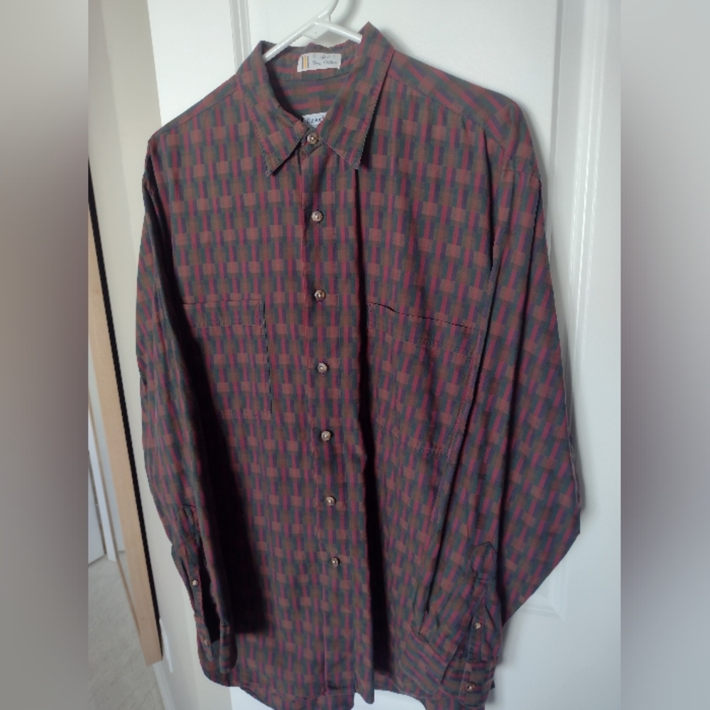 Vintage Bullock & Jones Men's Large Button-Down Shirt Cotton Machine Washable